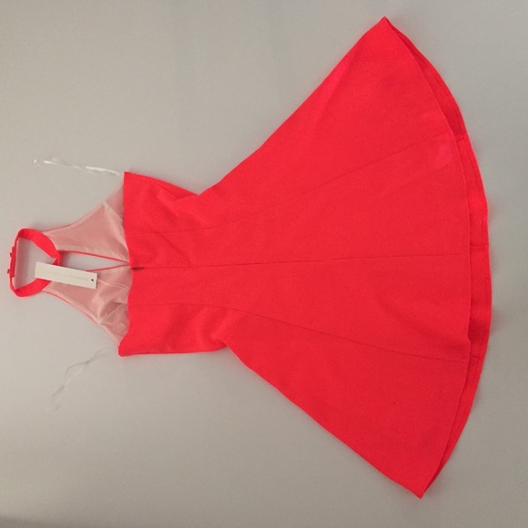 NWT Neon Hot Pink Halter Choker Dress Flare Hot Sexy Party Lovely - Picture 2 of 8